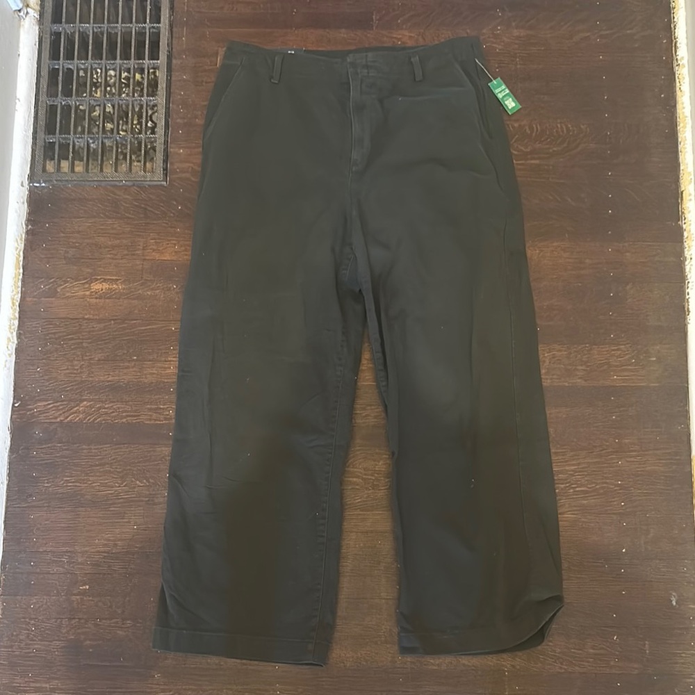 NWT Army Green Straight Wide Leg Mid Rise Khakis